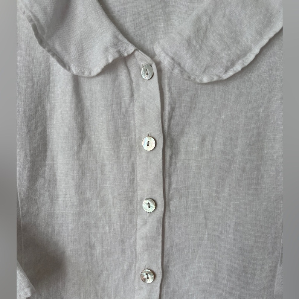 Beautiful white 100% linen blouse women’s - Picture 2 of 4